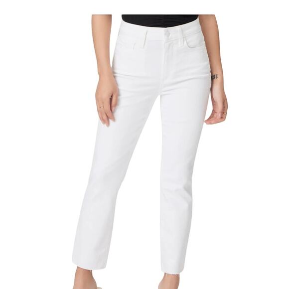 Paige Cindy Crop Denim Jeans Raw Hem Comfort Stretch Straight Fit  Mid Rise 27 - Picture 11 of 12